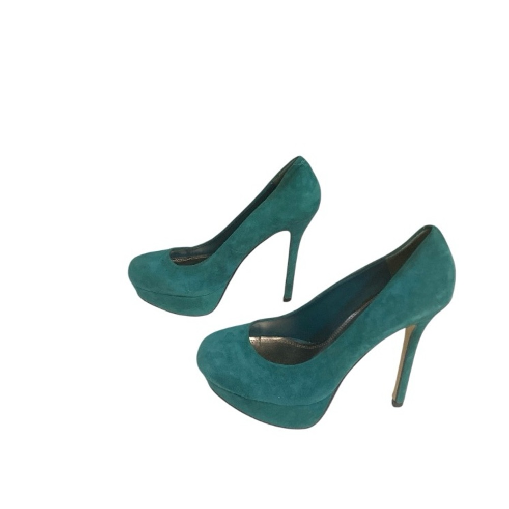 Bakers Melina platform high heel pumps Faux Suede‎ Patent Leather Green size 8.5